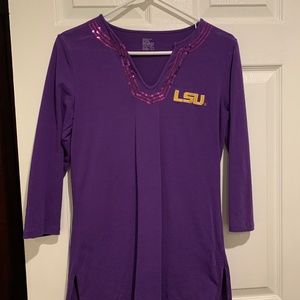 Purple LSU tunic long sleeve with sequin detail